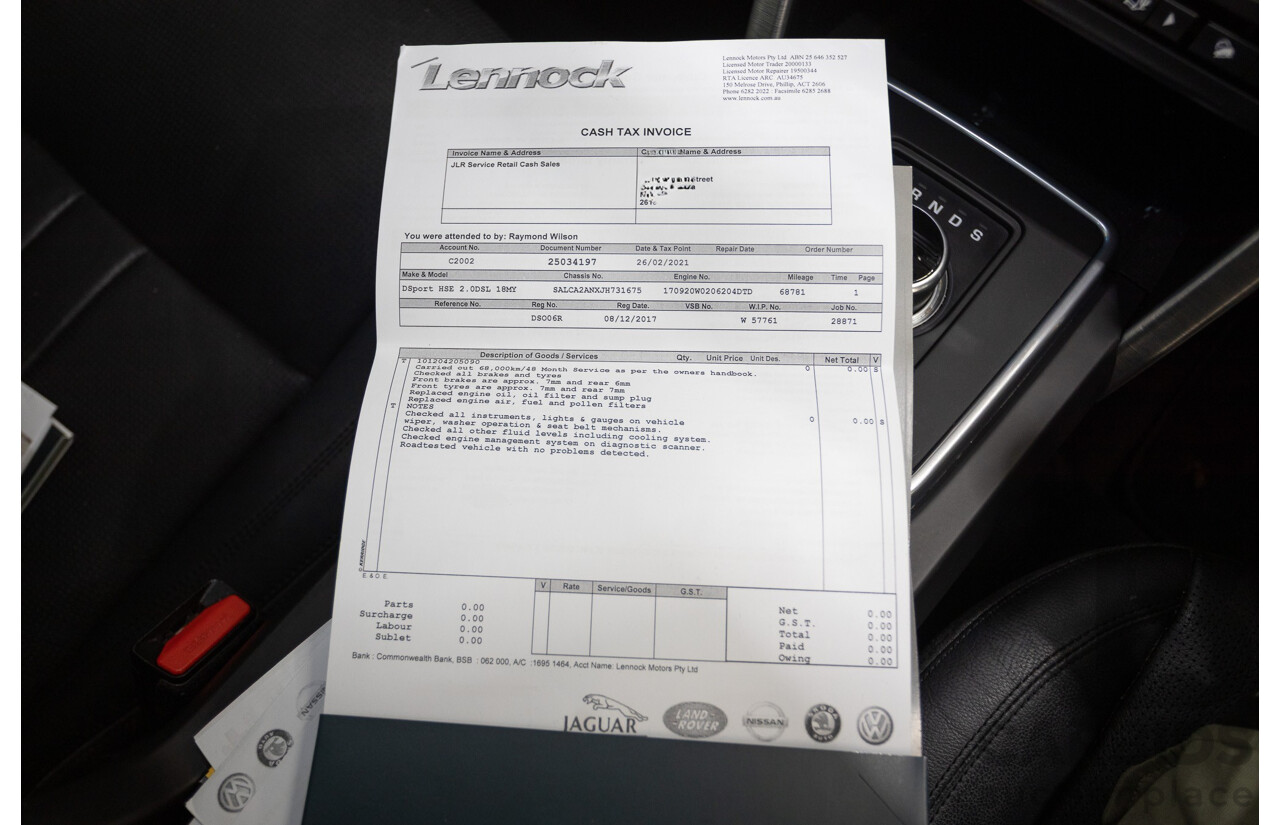 11/2017 Land Rover Discovery Sport TD4 (132kW) HSE (AWD) L550 MY18 4D Wagon Polaris White Turbo Diesel 2.0L - 7 Seats