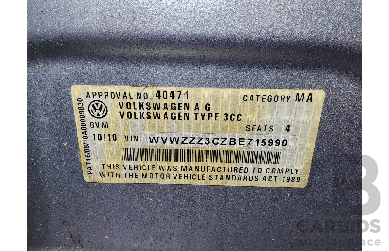 10/2010 Volkswagen Passat Cc 125 TDI 3C MY10 4d Coupe Silver 2.0L