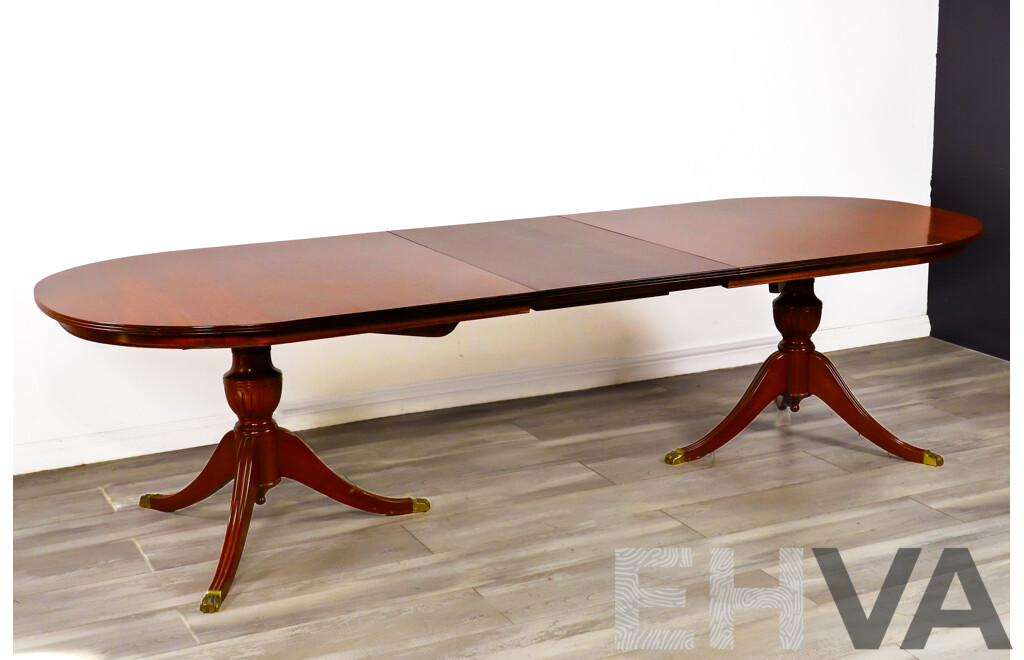 Good Reproduction Mahogany Twin Pedestal Extension Dining Table