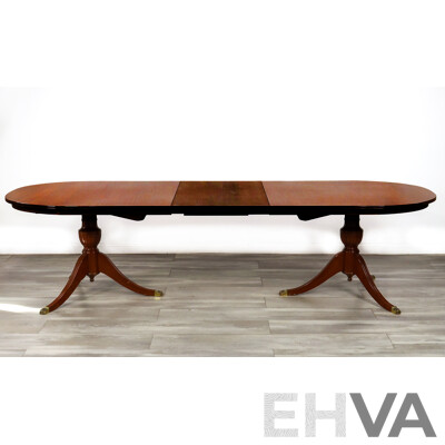 Good Reproduction Mahogany Twin Pedestal Extension Dining Table
