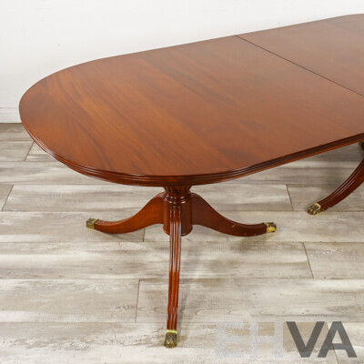 Good Reproduction Mahogany Twin Pedestal Extension Dining Table