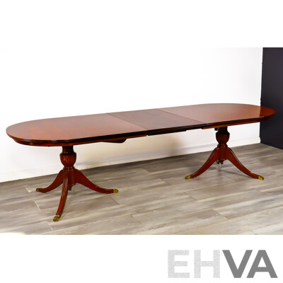 Good Reproduction Mahogany Twin Pedestal Extension Dining Table