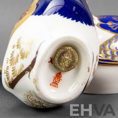 Pair of Royal Crown Derby Wren Form Paperweights