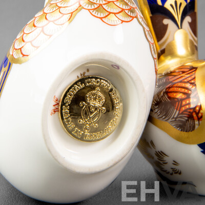 Pair of Royal Crown Derby Wren Form Paperweights