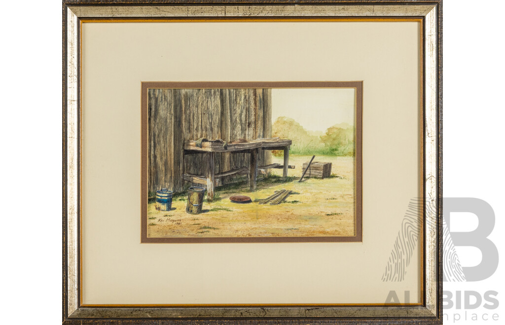 Kevin Maguire, (20th Century, Australian, Active c1970-80s), Work Out at Carwoola (1981), Original Watercolour, 38 x 44 cm (frame)