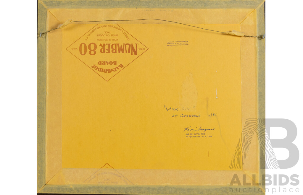 Kevin Maguire, (20th Century, Australian, Active c1970-80s), Work Out at Carwoola (1981), Original Watercolour, 38 x 44 cm (frame)