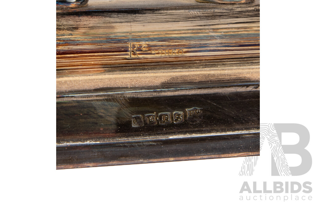 Collection of Three EPNS Tableware Pieces Inc Tantalus, Biscuit Barrel and Cruet Set.