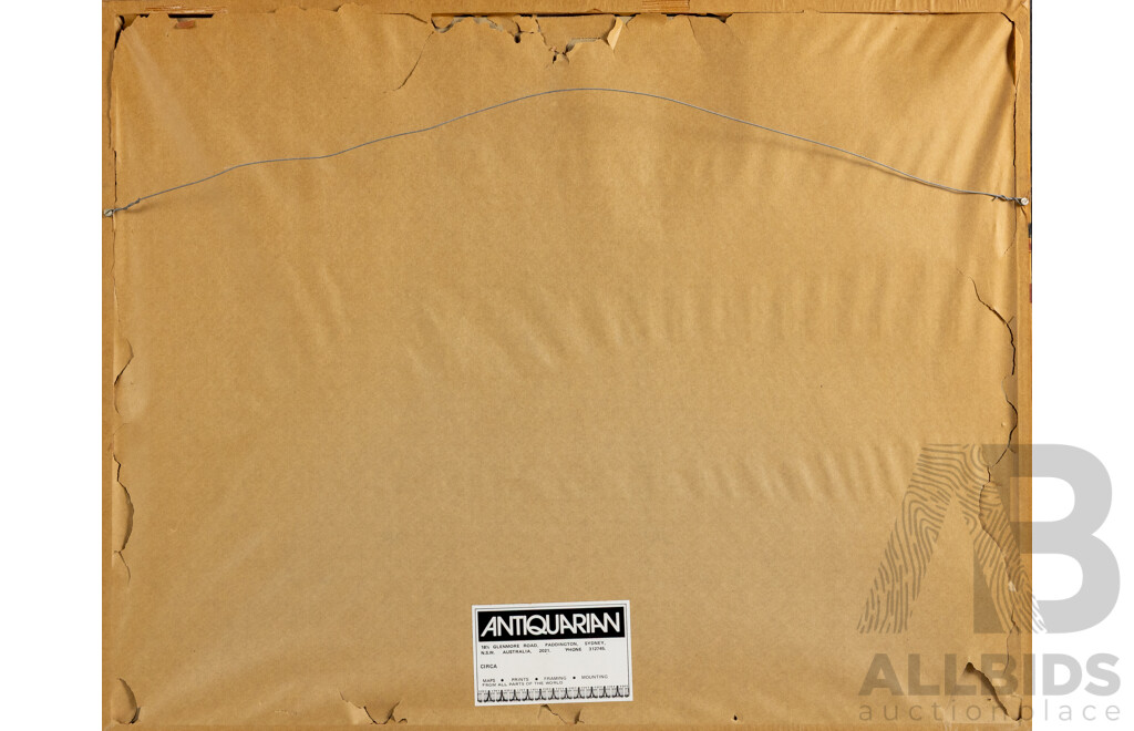 Shiro Kasamatsu, (20th Century, Japanese, 1898-1991), Yushima Tenjin Shrine in Spring Rain (1930-35), Wonderful Hand Signed Almost Antique Woodblock, 45 x 57 cm (frame)