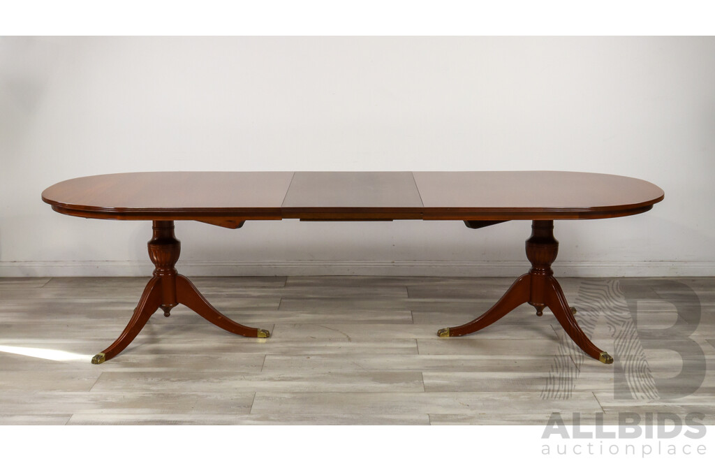 Good Reproduction Mahogany Twin Pedestal Extension Dining Table