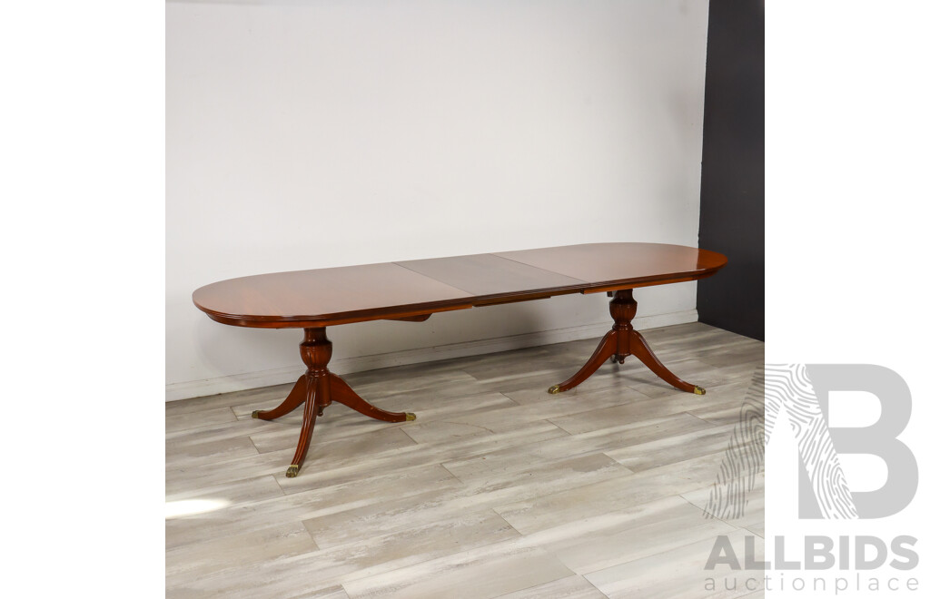 Good Reproduction Mahogany Twin Pedestal Extension Dining Table