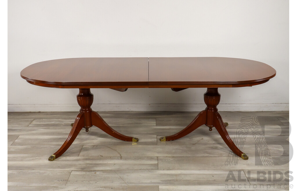 Good Reproduction Mahogany Twin Pedestal Extension Dining Table