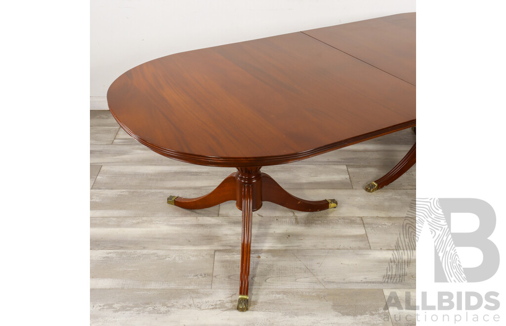 Good Reproduction Mahogany Twin Pedestal Extension Dining Table
