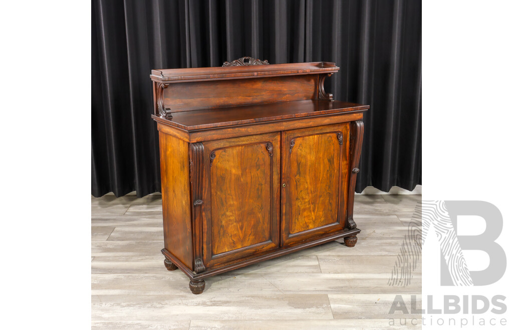Good Victorian Rosewood Sideboard with Two Doors