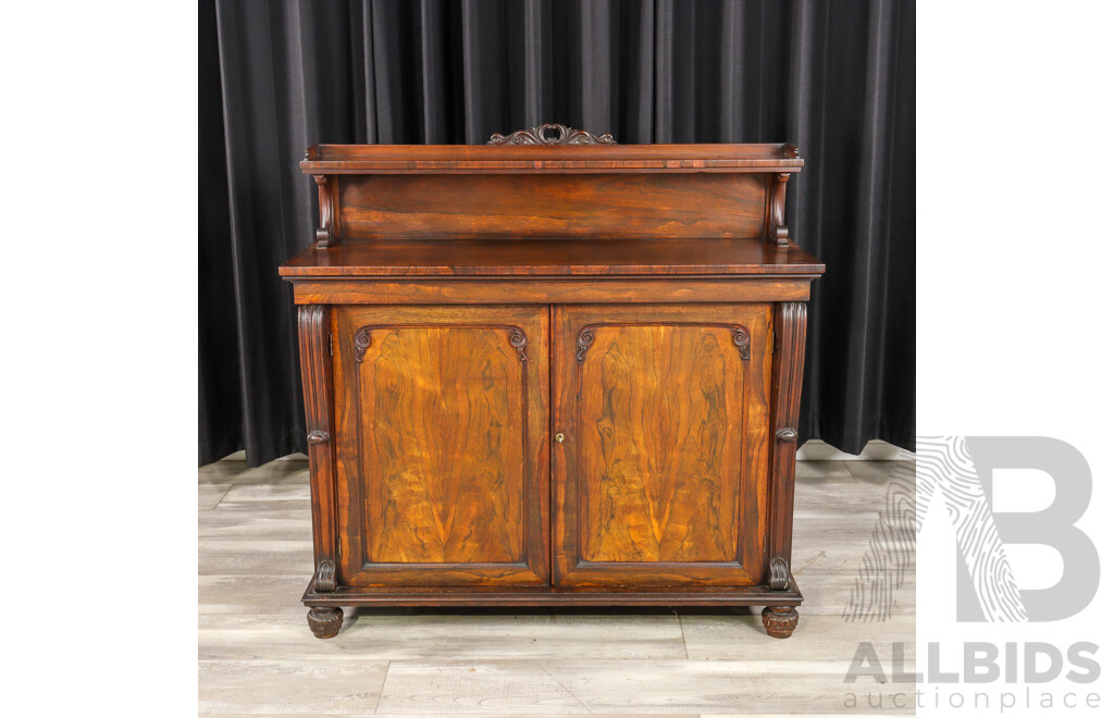Good Victorian Rosewood Sideboard with Two Doors