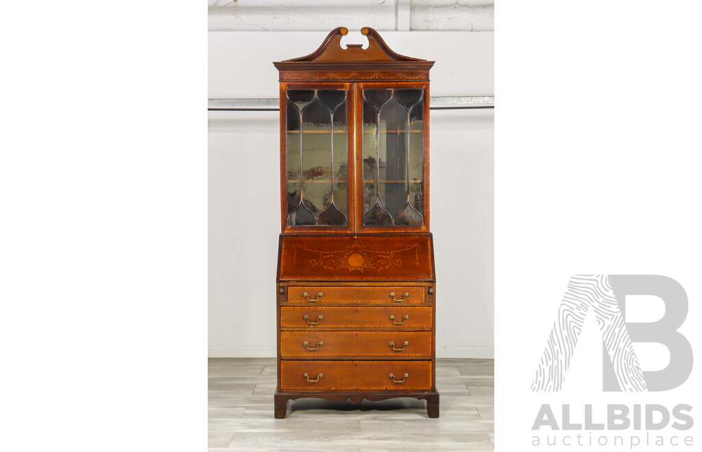 Early Victorian Mahogany Bureau Bookcase