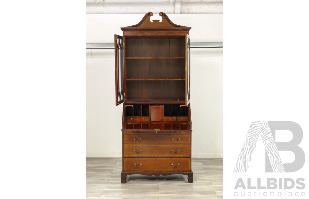 Early Victorian Mahogany Bureau Bookcase