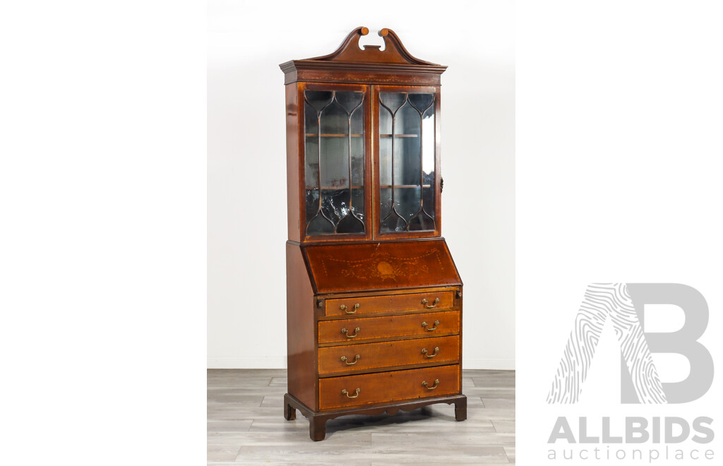 Early Victorian Mahogany Bureau Bookcase