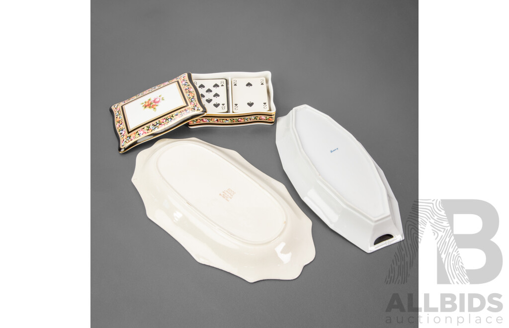 Collection of Three Vintage Porcelain Pieces Inc Two Cake Plates and a Card Holder.