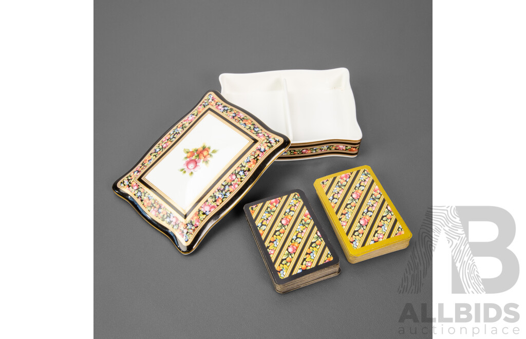 Collection of Three Vintage Porcelain Pieces Inc Two Cake Plates and a Card Holder.