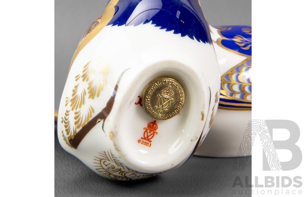 Pair of Royal Crown Derby Wren Form Paperweights