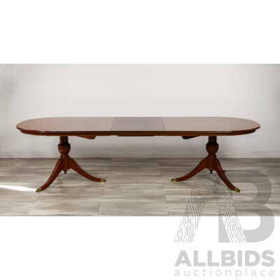 Good Reproduction Mahogany Twin Pedestal Extension Dining Table