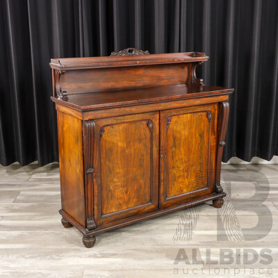 Good Victorian Rosewood Sideboard with Two Doors
