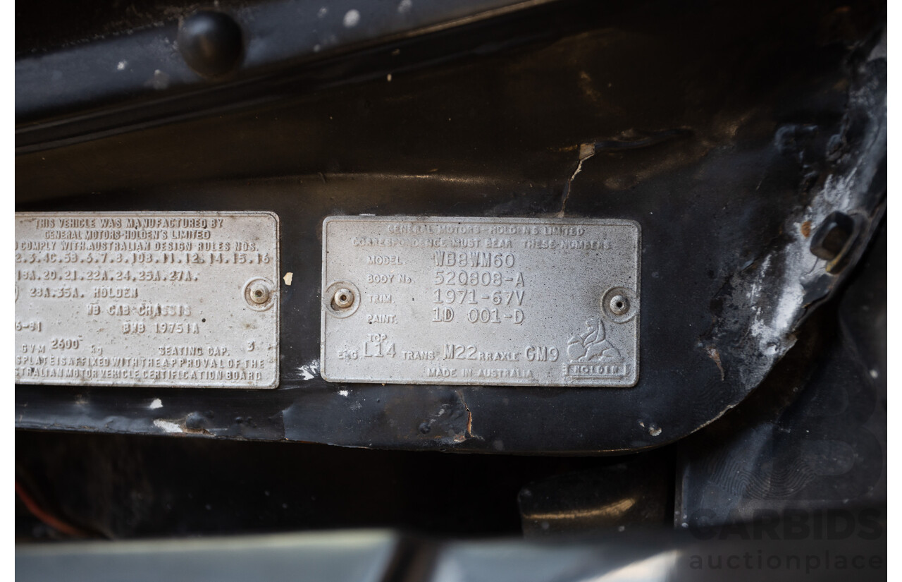 6/1981 Holden WB One Tonner 2d Trayback Utility Black V8 4.2L