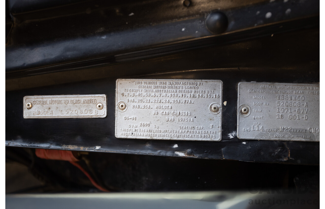 6/1981 Holden WB One Tonner 2d Trayback Utility Black V8 4.2L