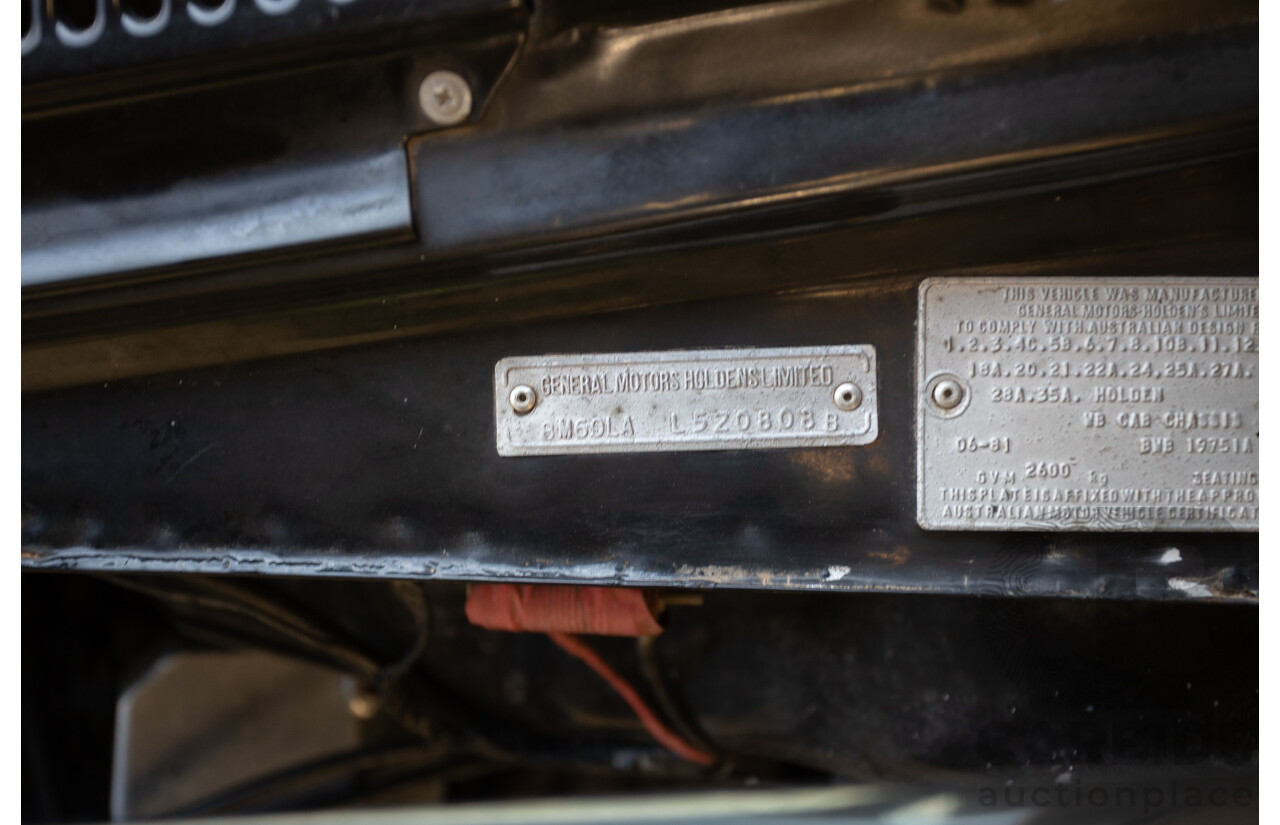 6/1981 Holden WB One Tonner 2d Trayback Utility Black V8 4.2L