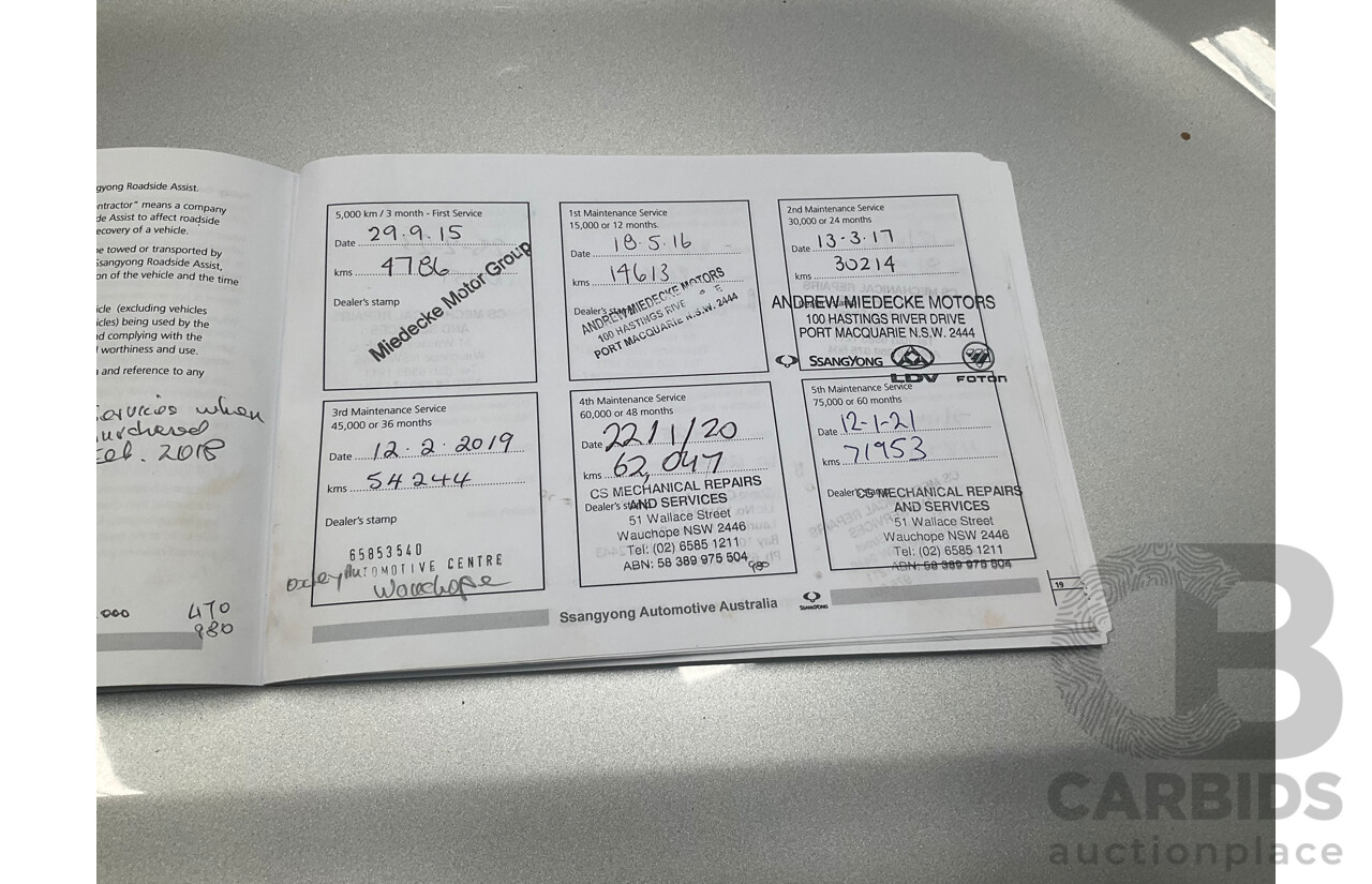 6/2015 Ssangyong Rexton SX (4x4) Y200 MY15 4d Wagon Moondust Silver Metallic Turbo Diesel 2.0L