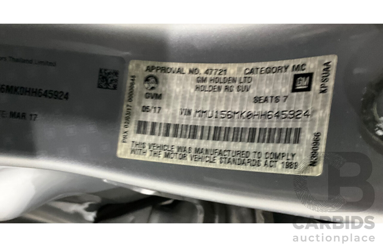 05/2017 Holden Trailblazer LTZ (4x4) 4x4 RG MY18 4D Wagon Nitrate Silver Metallic 2.8L