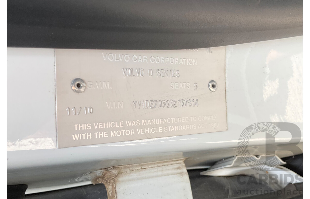 11/2010 Volvo XC60 D5 R-Design DZ MY11 4d Wagon Ice White Twin Turbo Diesel 2.4L