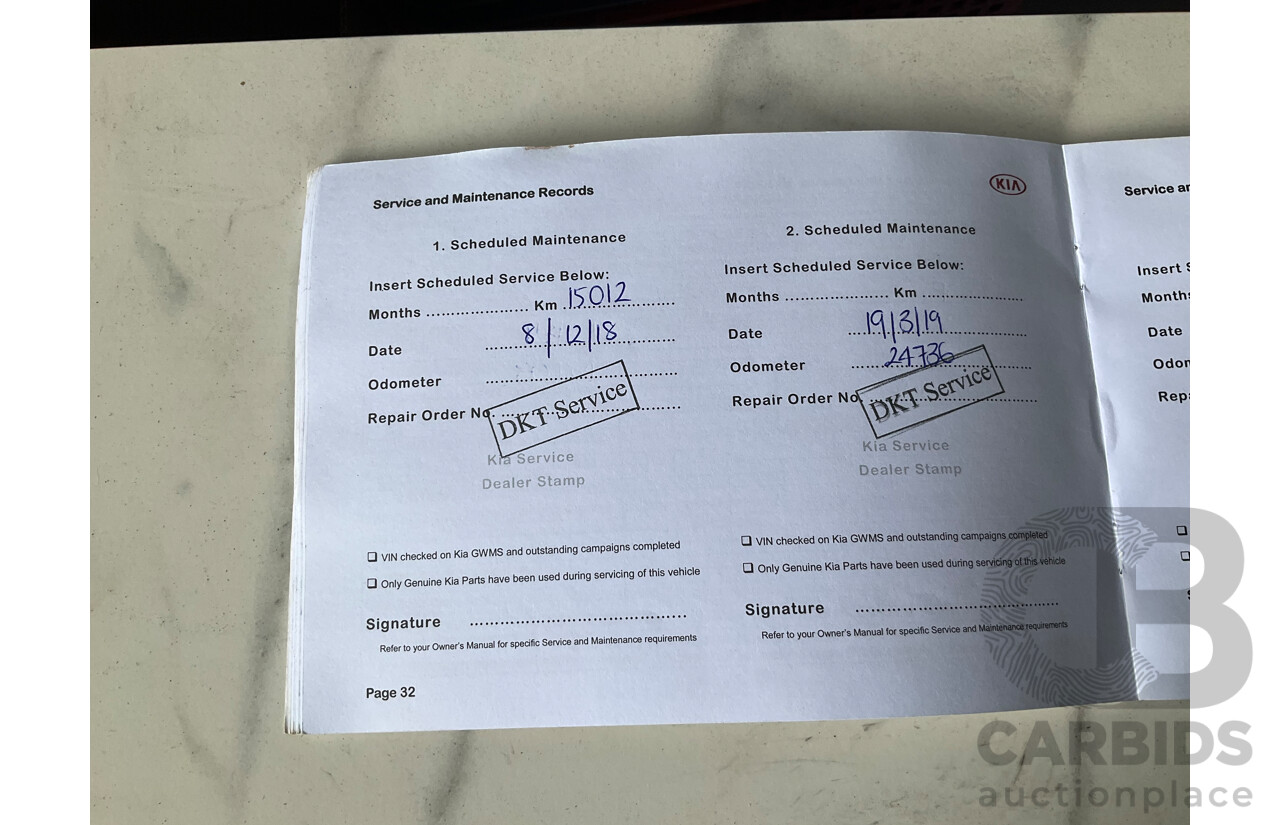 05/2018 Kia Carnival S (FWD) YP PE MY19 4d Wagon Clear White V6 3.3L