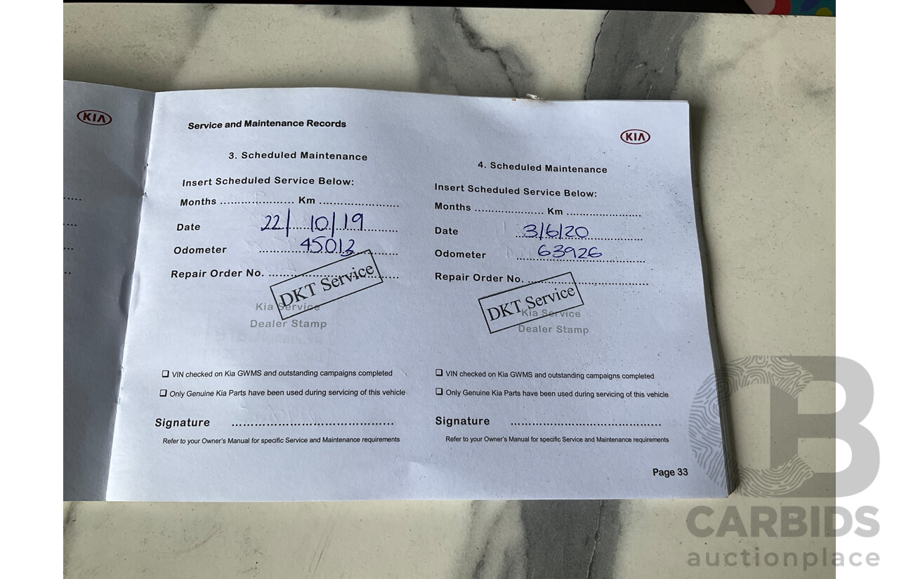 05/2018 Kia Carnival S (FWD) YP PE MY19 4d Wagon Clear White V6 3.3L