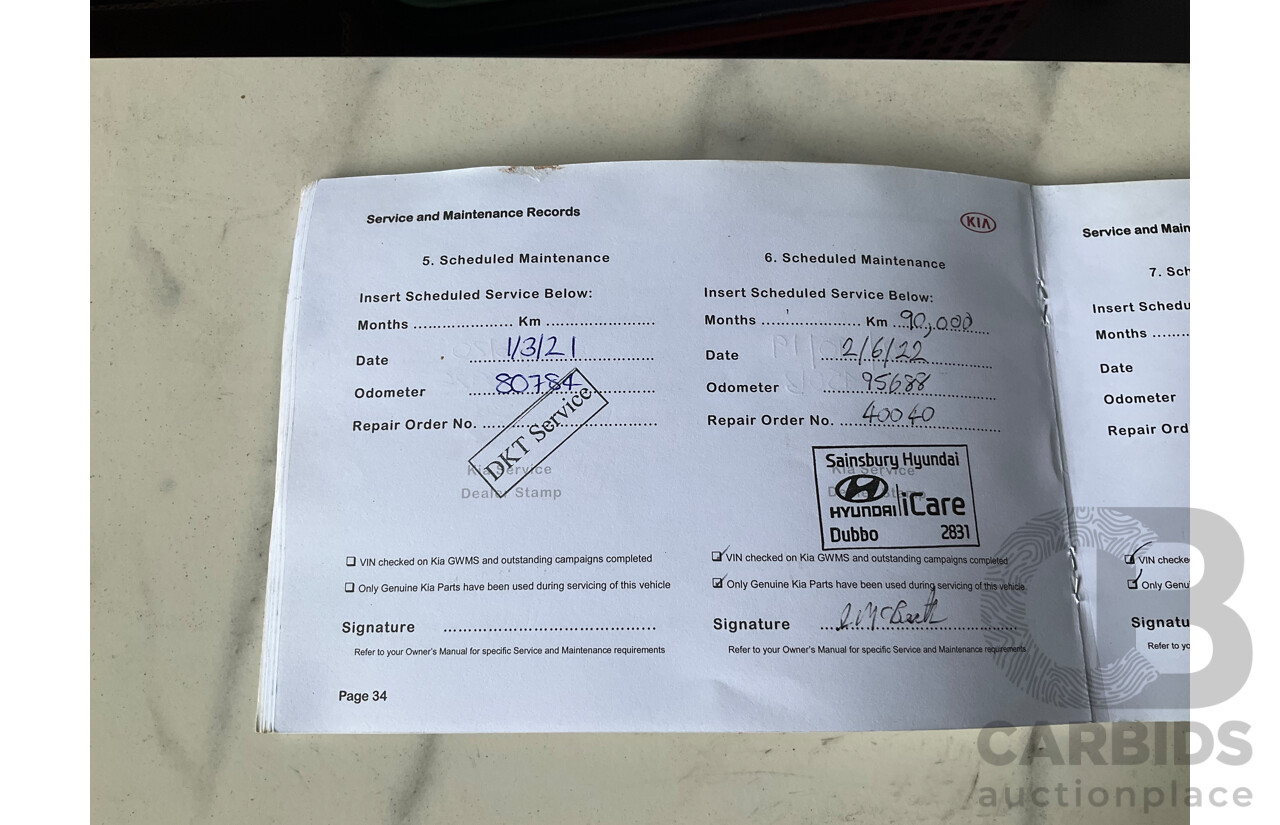 05/2018 Kia Carnival S (FWD) YP PE MY19 4d Wagon Clear White V6 3.3L