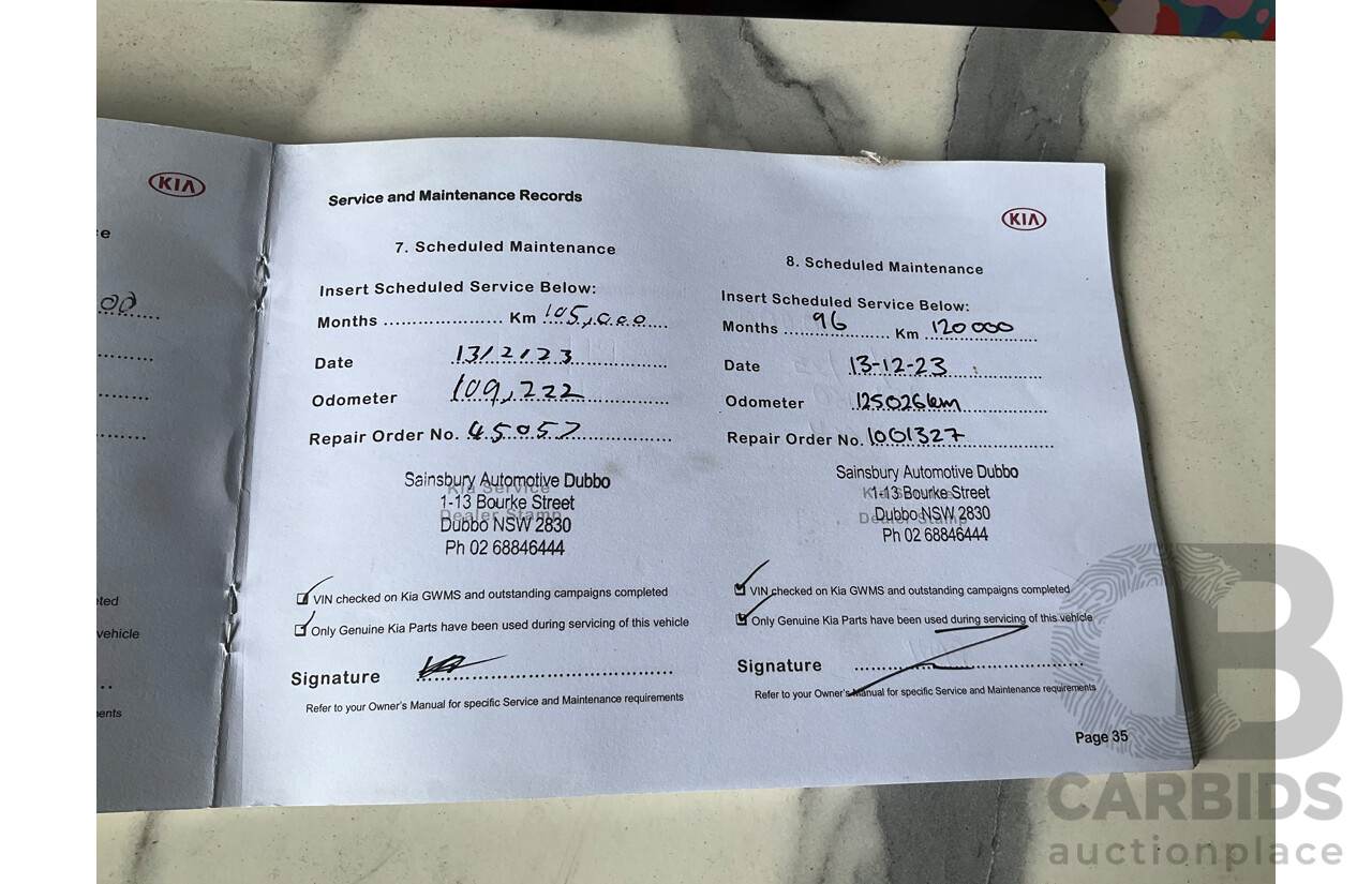 05/2018 Kia Carnival S (FWD) YP PE MY19 4d Wagon Clear White V6 3.3L