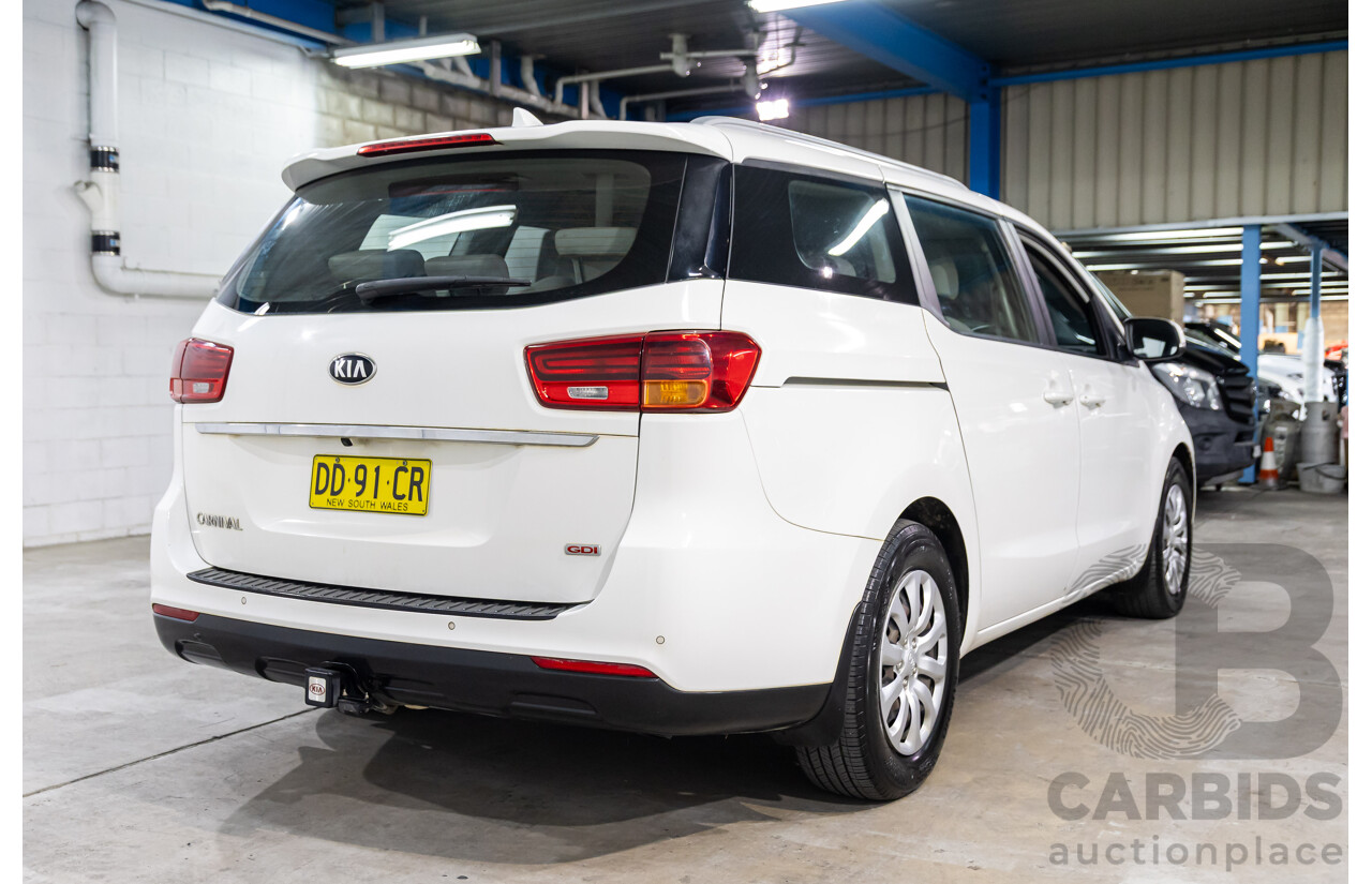 05/2018 Kia Carnival S (FWD) YP PE MY19 4d Wagon Clear White V6 3.3L