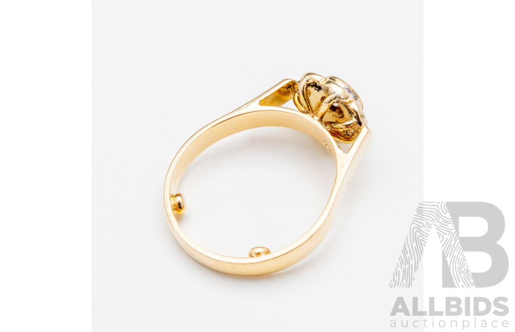 18ct Yellow Gold Handmade Vintage Diamond Dress Ring - N.5 (with Sizing Balls)