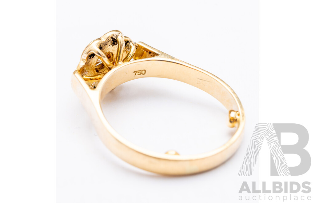 18ct Yellow Gold Handmade Vintage Diamond Dress Ring - N.5 (with Sizing Balls)