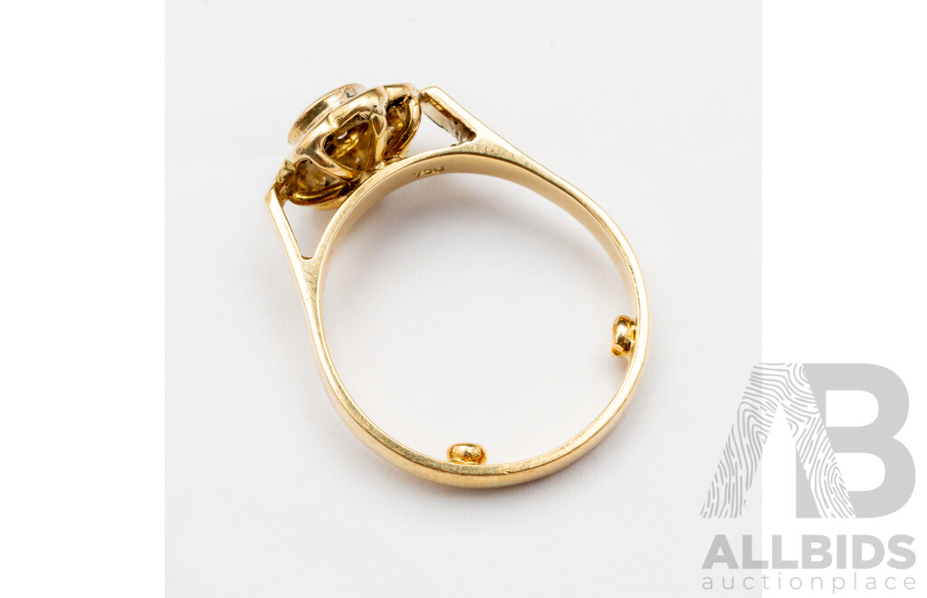 18ct Yellow Gold Handmade Vintage Diamond Dress Ring - N.5 (with Sizing Balls)