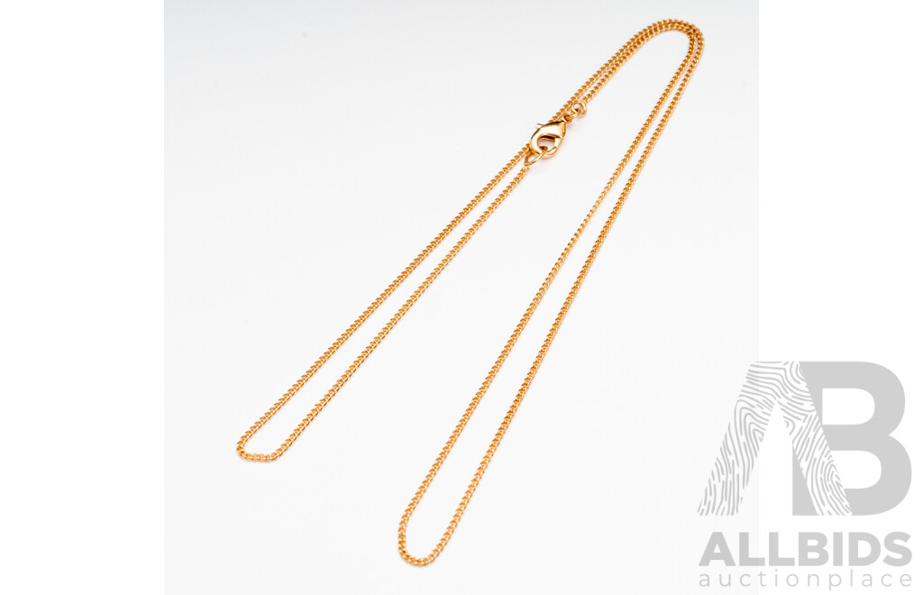 Gold Plated Metal Fine Curb Link Chain. Length - 46cms