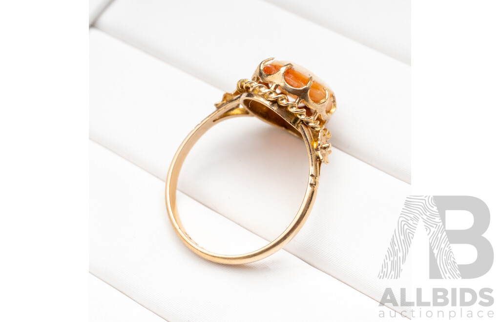 9ct Yellow Gold Vintage Cameo Ring - Size M