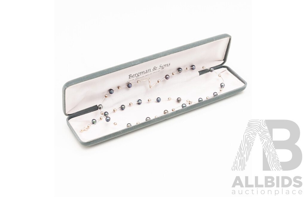 925 Sterling Silver Freshwater Pearl Necklace and Matching Bracelet Set - Lot of 2