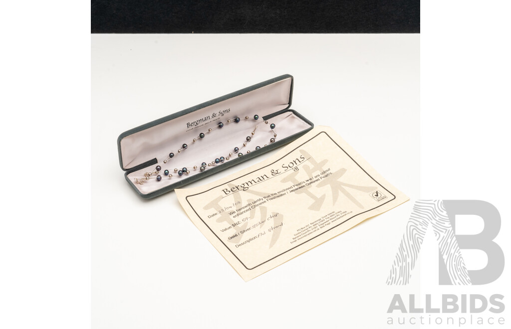 925 Sterling Silver Freshwater Pearl Necklace and Matching Bracelet Set - Lot of 2