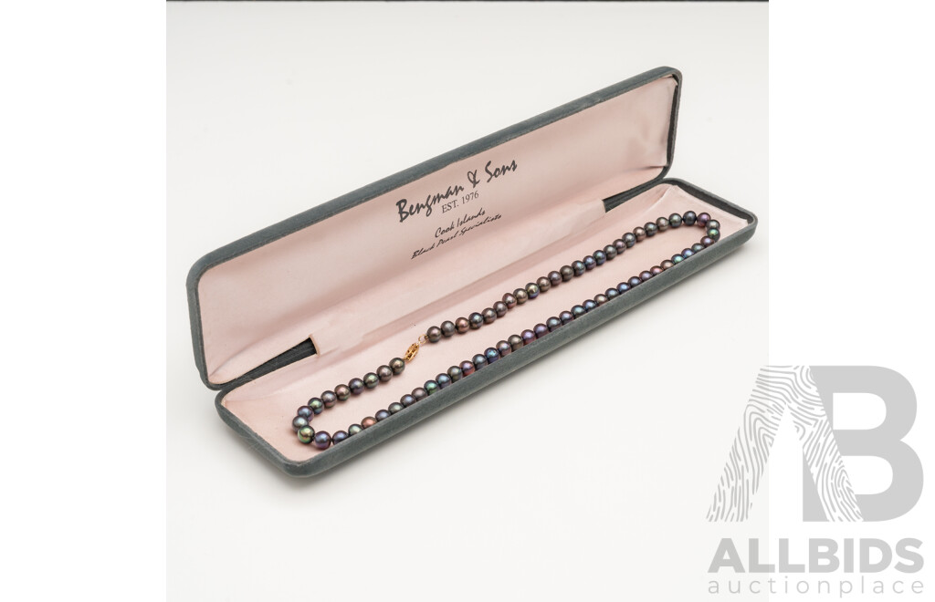 Freshwater Black Pearl Necklace with 14ct Yellow Gold Clasp - 43cms