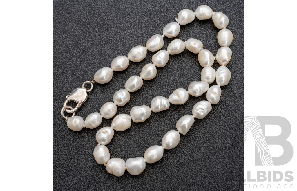 Baroque Freshwater Pearl Necklace with Sterling Silver Clasp/Final - 45cms
