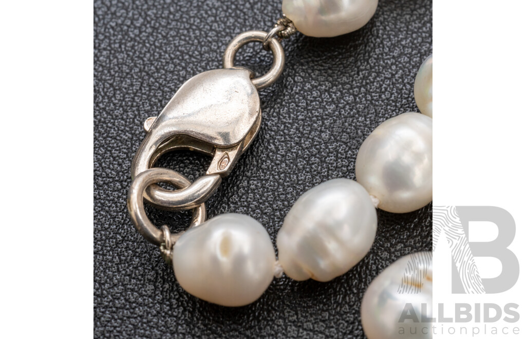 Baroque Freshwater Pearl Necklace with Sterling Silver Clasp/Final - 45cms