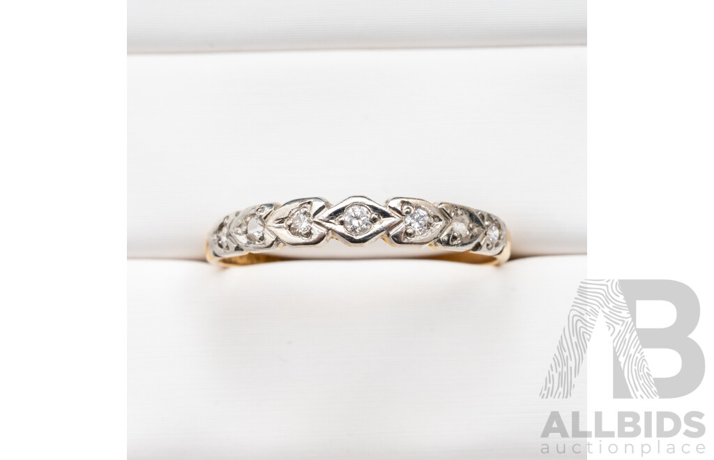 18ct Yellow Gold Diamond Eternity Ring with White Gold Plate on Top - Size P