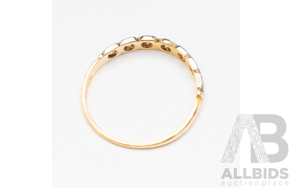 18ct Yellow Gold Diamond Eternity Ring with White Gold Plate on Top - Size P