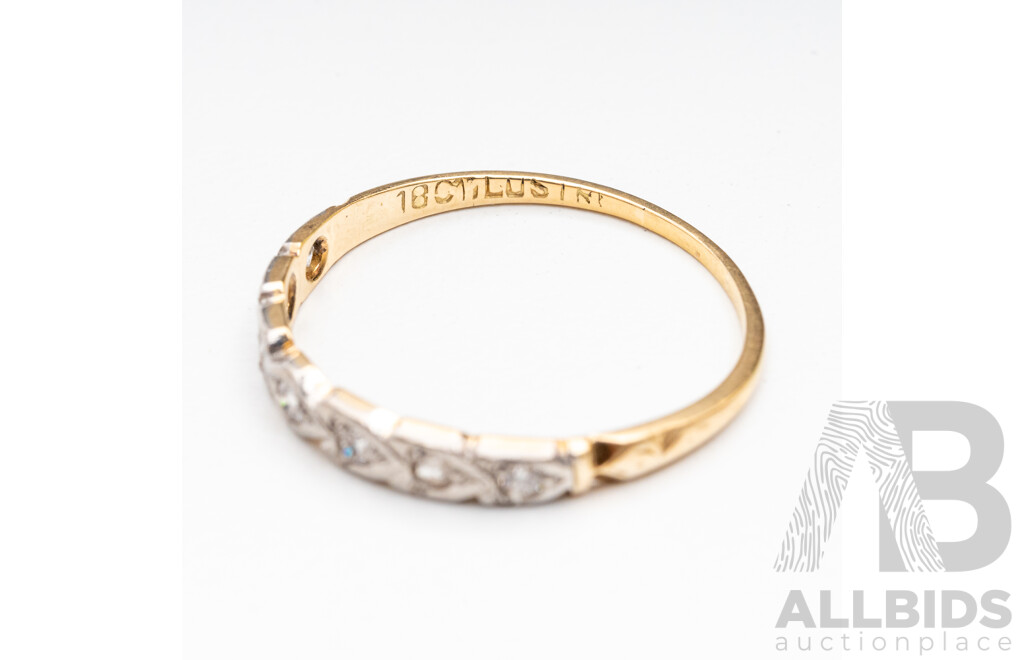 18ct Yellow Gold Diamond Eternity Ring with White Gold Plate on Top - Size P
